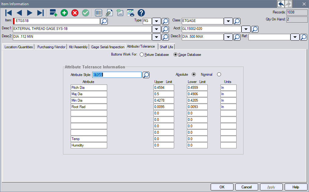 Gage and Fixture Management CRIBWARE