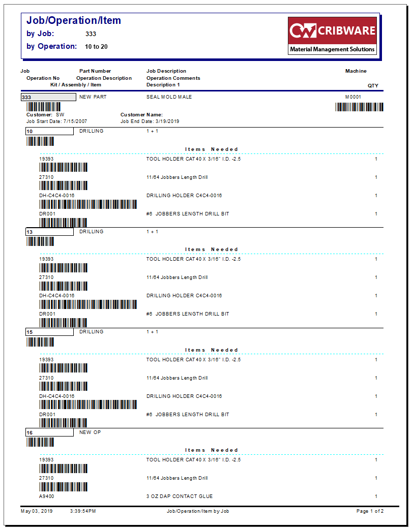 Job-BOM-Report Job BOM Report