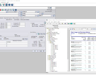 Item and inventory history report screen